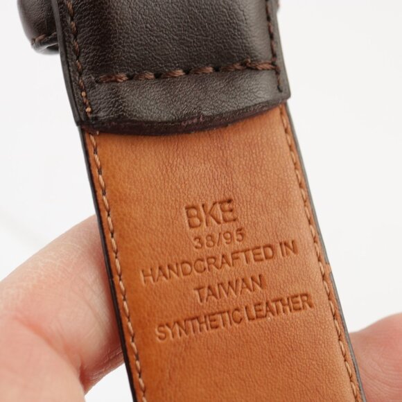 BKE Mens Belt Size 38 Dark Brown Leather Business Casual Silver Tone Buckle - Picture 9 of 12